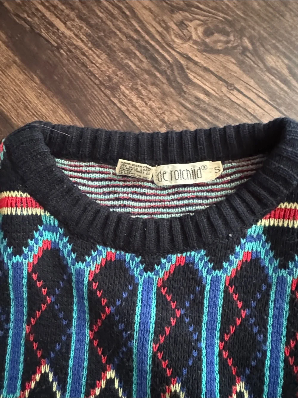 Men's Black Multicolor Geometric Crewneck Sweater